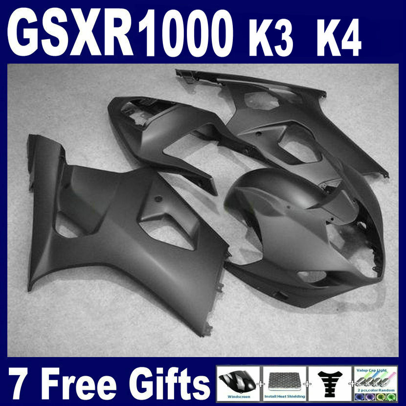 

All matte black fairing kit FOR suzuki GSXR1000 2003 2004 K3 Brand new body kit GSXR 1000 03 04 free windscreen