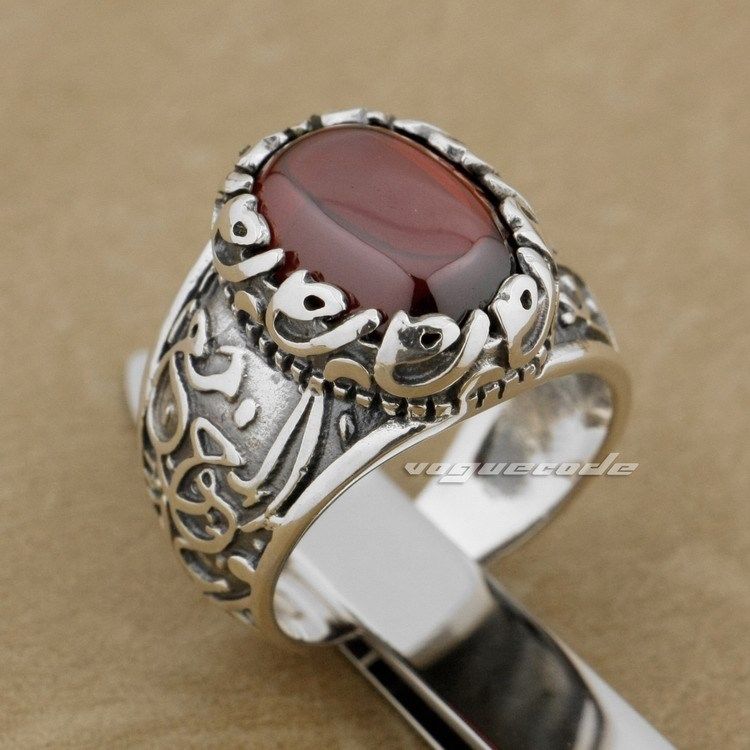 

Huge Red CZ Stone 925 Sterling Silver Decorative Pattern Ring 9K015 US Size 8~14 Free Shipping