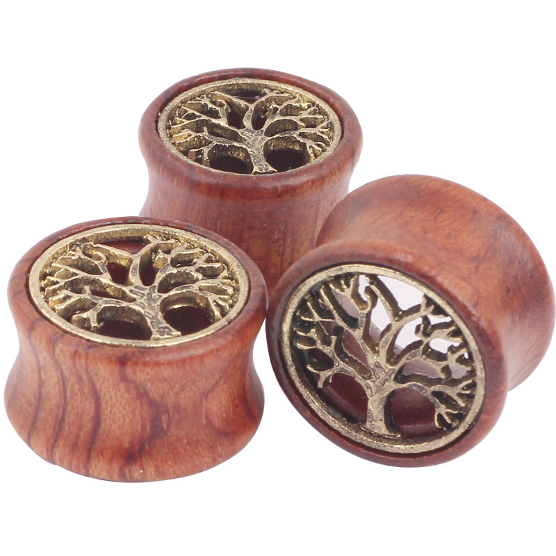 

Sena Piercing Plugs Wholesales 2016 New Tree Of Life mix 7 size 70pcs Flare Ear flesh tunnel Gauges Wood Ear Plug, Silver