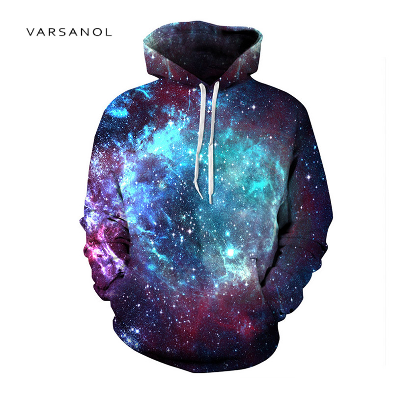 

Wholesale- Varsanol3d Printing Sweatshirts Hooded Men/Women Hoodies With Hat Galaxy Space Star Autumn Winter Loose Thin Hoody Tops Hot Sale, Blue qydm075