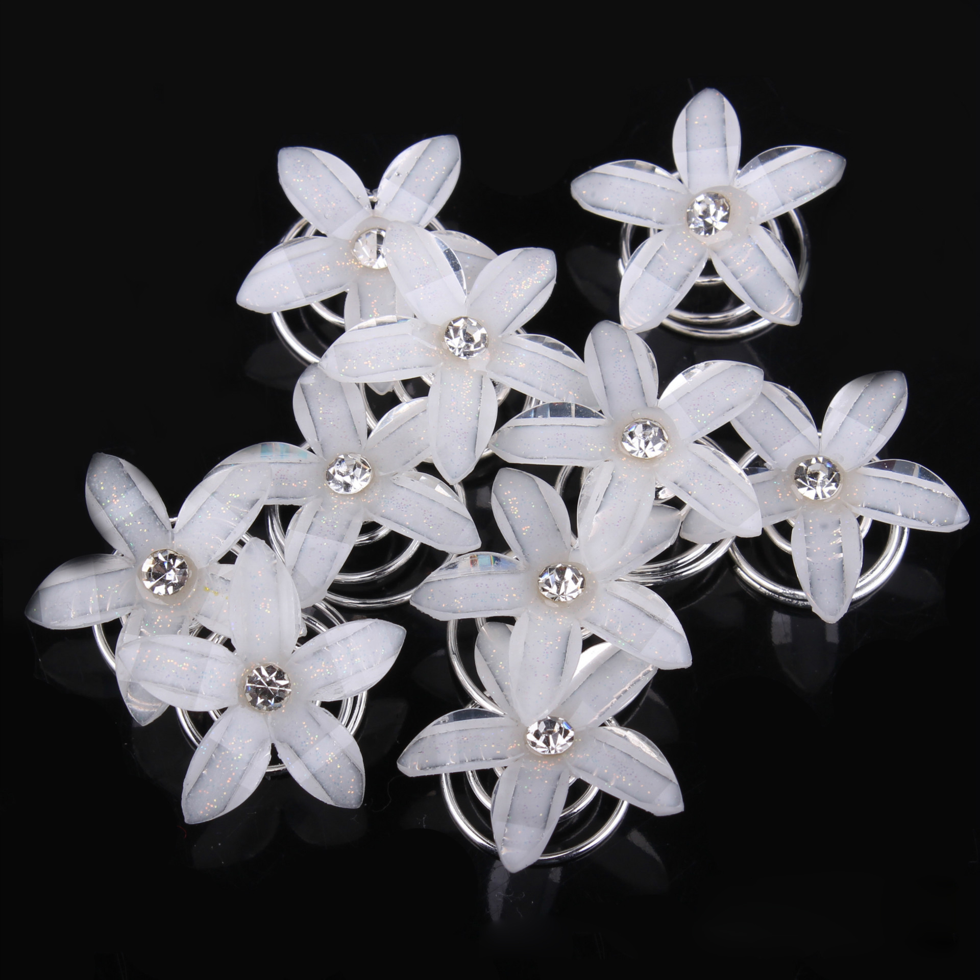 12 mariage bal argent perle cheveux fleur bobines spirales twists pin