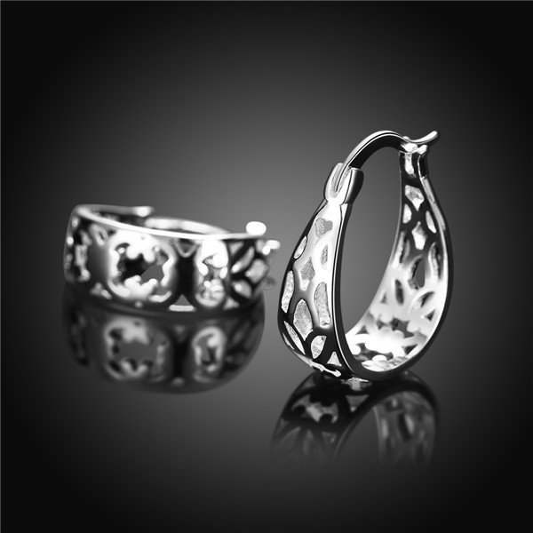 

Brand new sterling silver plated Hollow circular ear buckle DFMSE631,women's 925 silver Dangle Chandelier earrings 10 pair a lot factory