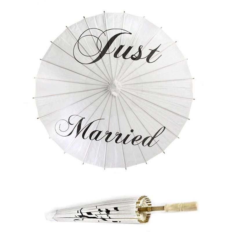 

craft Paper Wedding umbrella Parasol favours Diameter 42cm Three Style Thank you Just married MR&MRS Party photo props 10pcs lot