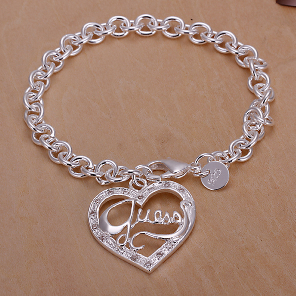 Livraison gratuite avec numéro de suivi Vente supérieure 925 Bracelet en argent Lettres incractées Bracelet en argent de pierre incrustée 20pcs /
