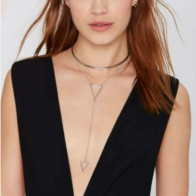 

New Necklace Jewelry luxury simple geometric style triangle tassel open collar fashion women jewelry choker