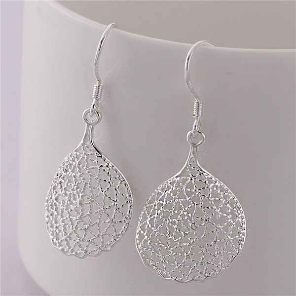 

Brand new sterling silver plate Pierced earrings round DFMSE548,women's 925 silver Dangle Chandelier earrings factory direct