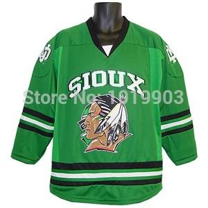 

University NORTH DAKOTA K1 Fighting Sioux Jerseys Hockey Jersey Black Green - Free Shiping - Custom Any Name & Number Embroidery