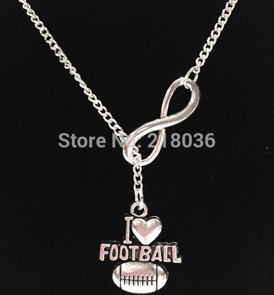 Vintage Argent Infinity I Love Charms de Football Déclaration Choker Pulls Chaîne Pendentif Colliers Pour Les Femmes Accessoires Cadeau 10 pcs L8