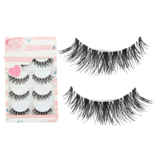 

Wholesale- Hot Sale Fashion 2015 5 Pairs Black Cosmetic Cross False Eyelash Soft Long Makeup Eye Lash Extension