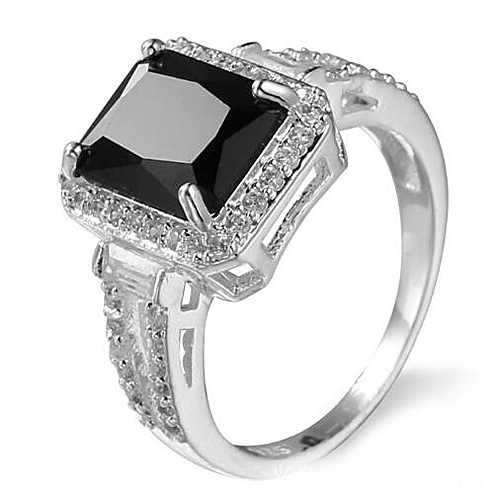 

10 Pieces 1 lot LuckyShine Square Black Onyx Crystal Cubic Zirconia 925 Sterling Silver Crown Rings Sets Women Christmas Holiday Gift