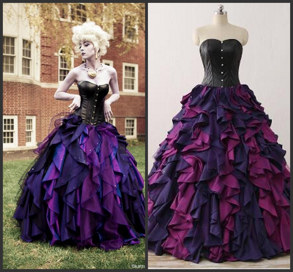 

Purple and Black Organza Taffeta Ball Gown Gothic Wedding Dress Corset Victorian Bridal Gowns Vestidos de Novia, Custom made from color chart