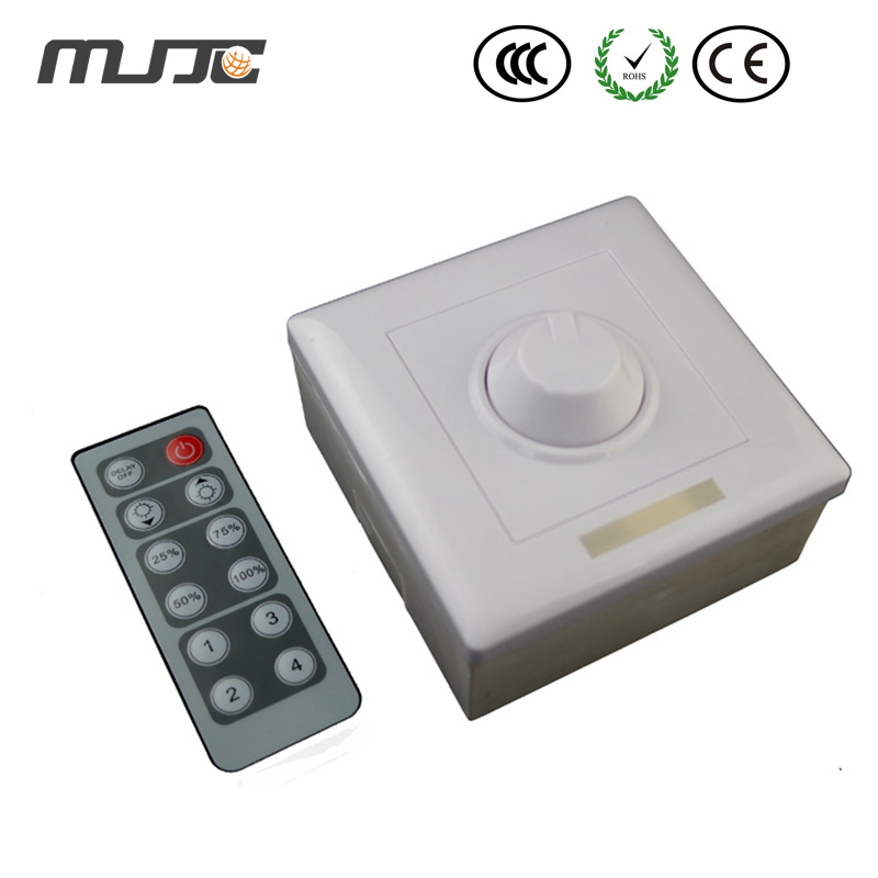 

MJJC 12V 8A LED Dimmer Wall Mounted Knob PWM Dimming Switch with a IR 12 Keys Remote for Single ColorLed Strip Light