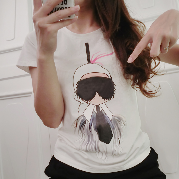

2017 Women Fashion T Shirt Men Women top cotton casual short seelve t shirt black white S