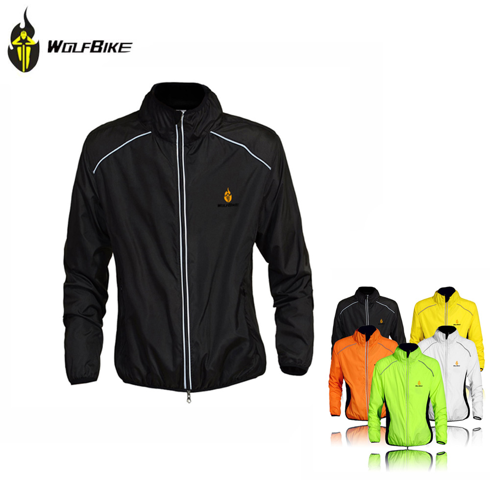 

Fall-WOLFBIKE Cycle Jersey Men Riding Breathable Jacket Cycle Clothing Running Bike Long Sleeve Wind Coat Size Color Option, Black
