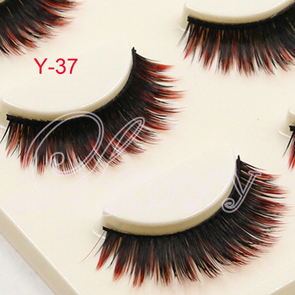 

Y-37 3pair/pack mixed Colors Handmade Eyelash Colored False long thick Eyelashes Natural faux Mink False Eyelashes Long Eyelash