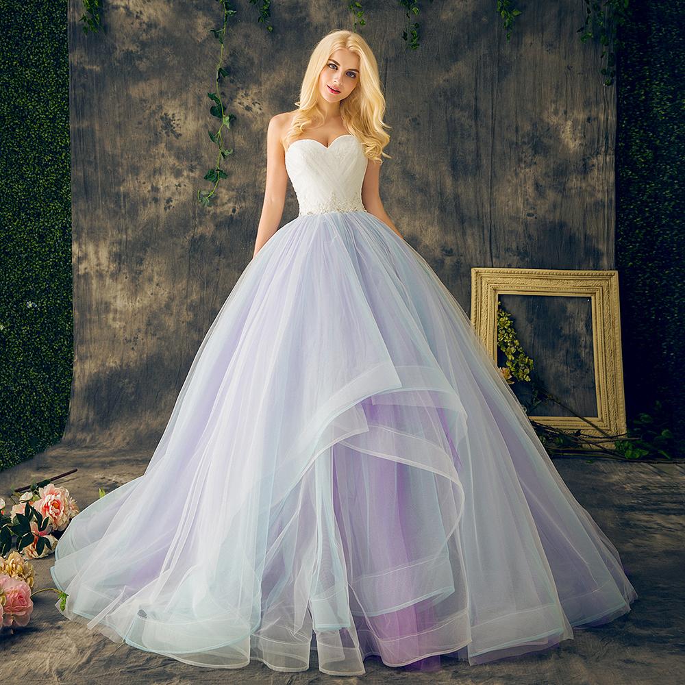 

vestido de novia Colorful Long Wedding Dresses 2017 Sexy Sweetheart Top Lace Tulle Bridal Gown 2018 Wedding Dress Free Shipping, Pink