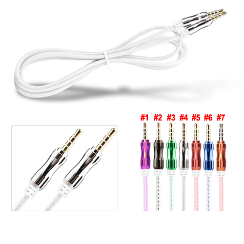 

1.5Meter 5ft Aux cord 4poles High quality Stereo Audio cable Calabash Metal port Male to Male transparent Auxiliary line for iphone Samsung