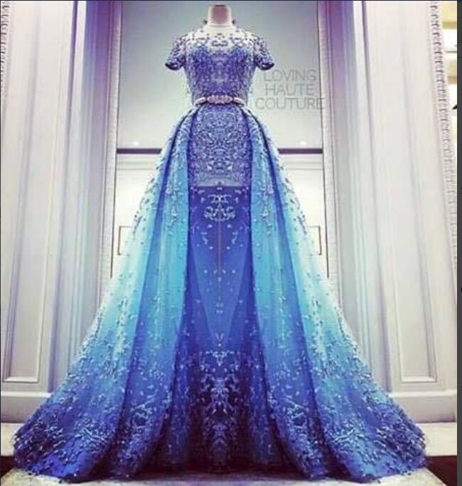 

evening dress yousef aljasmi kim kardashian short sleeve oneck crystal ball gown long dress almoda gianninaazar zuhlair murad ziadnakad0049, Same with picture