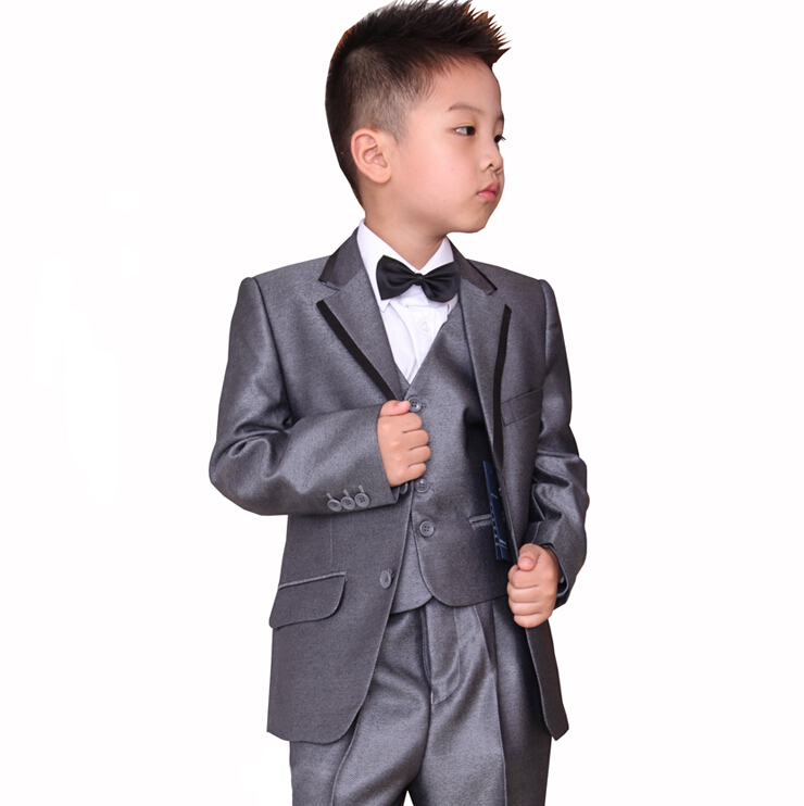 

Children suit men's cultivate one's morality boy wedding flower girl dress costumes three-piece little 3 (jacket + vest + pants) custom made, Ivory