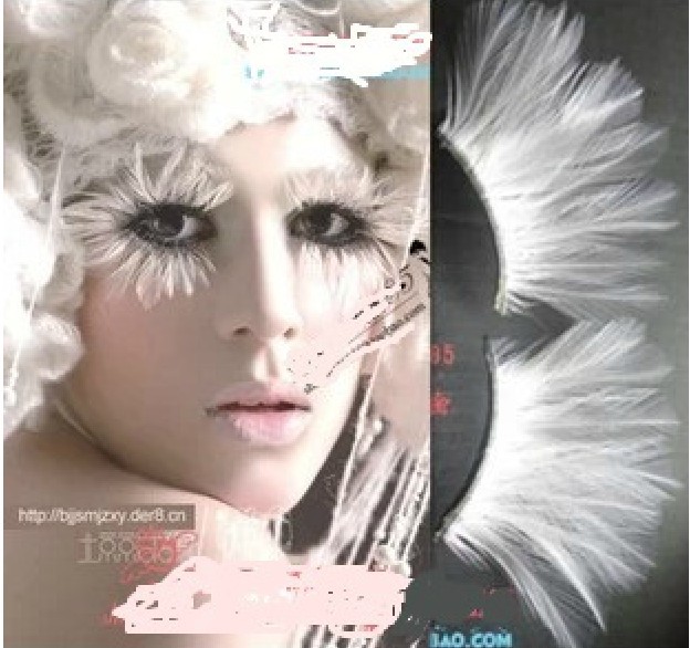

Wholesale-lot 10pairs white Long ball party halloween Soft Handmade Fake False Eye Lash eyelash Makeup cosmetic Extensions