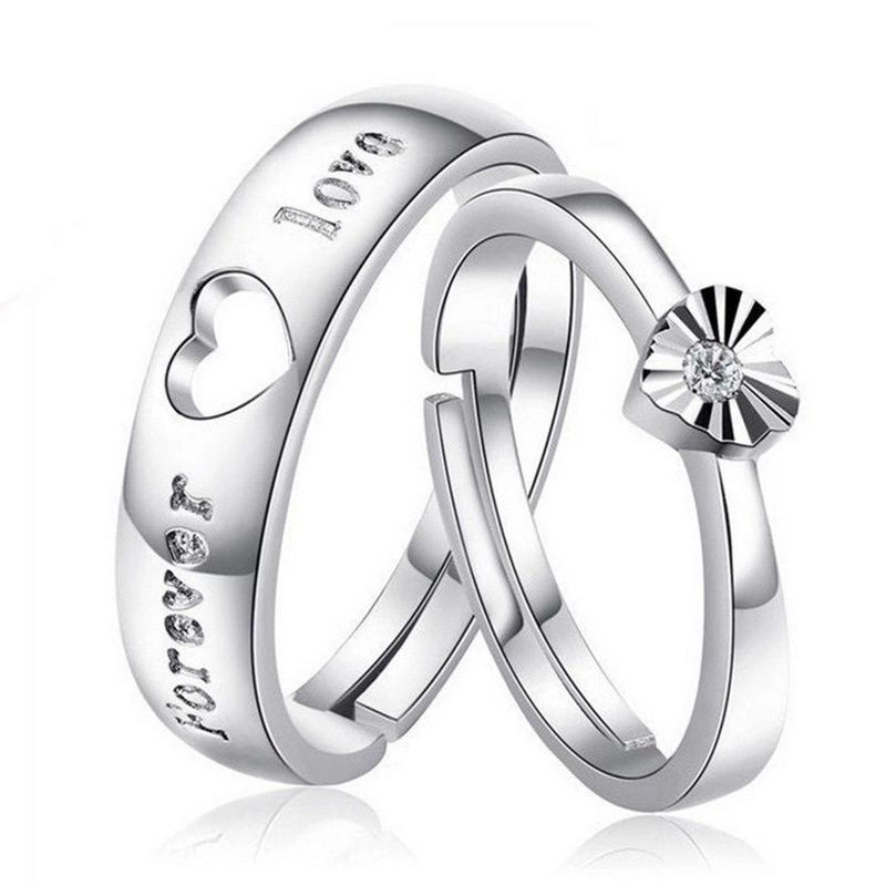 

Love Couple Ring Opening Creative Forever 925 Sterling Silver Diamond