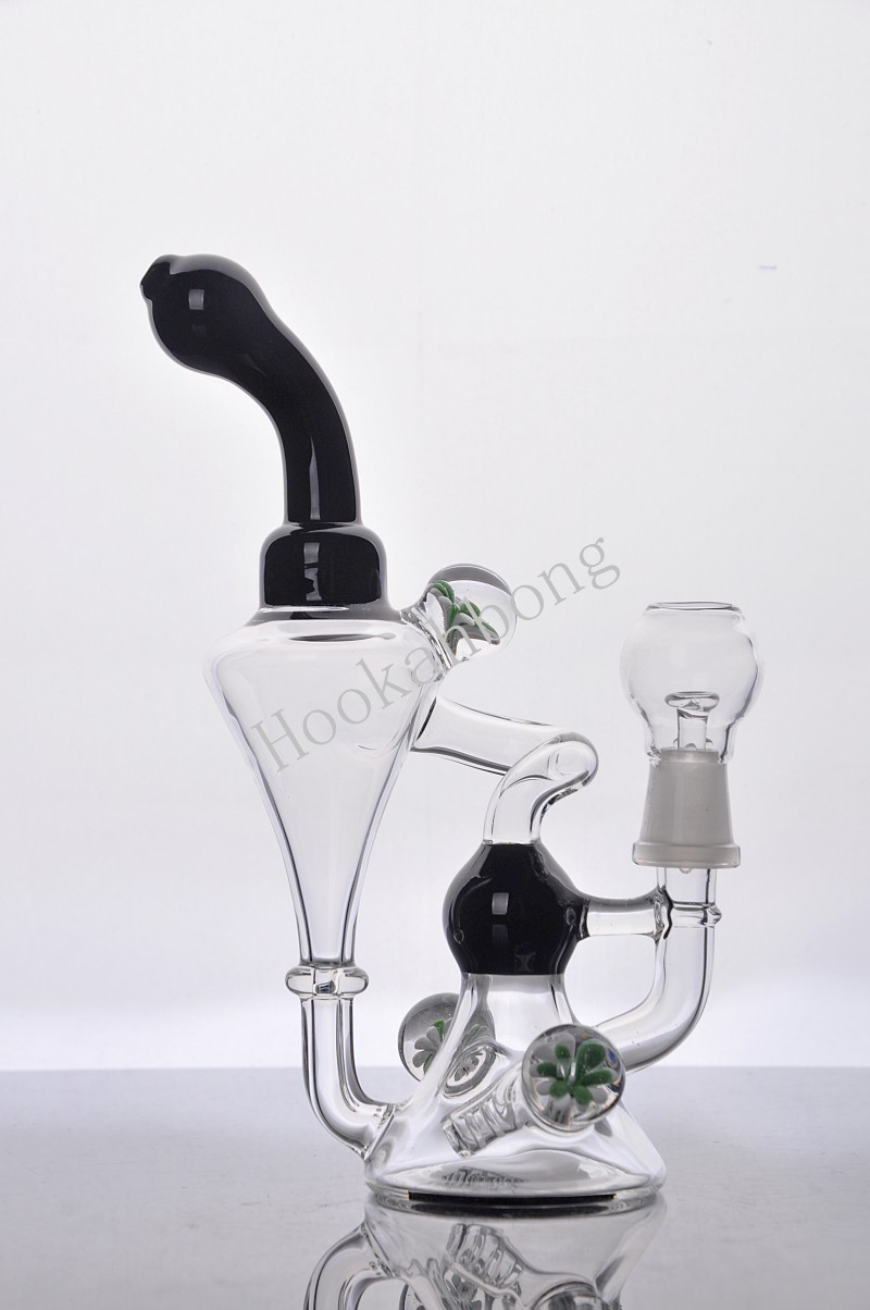 

Free Shipping Black Recycler Bong Glass Bongs nexusglass hitman glass hightimes Bong 14.4mm glass joint oil dab rig Glass Rig