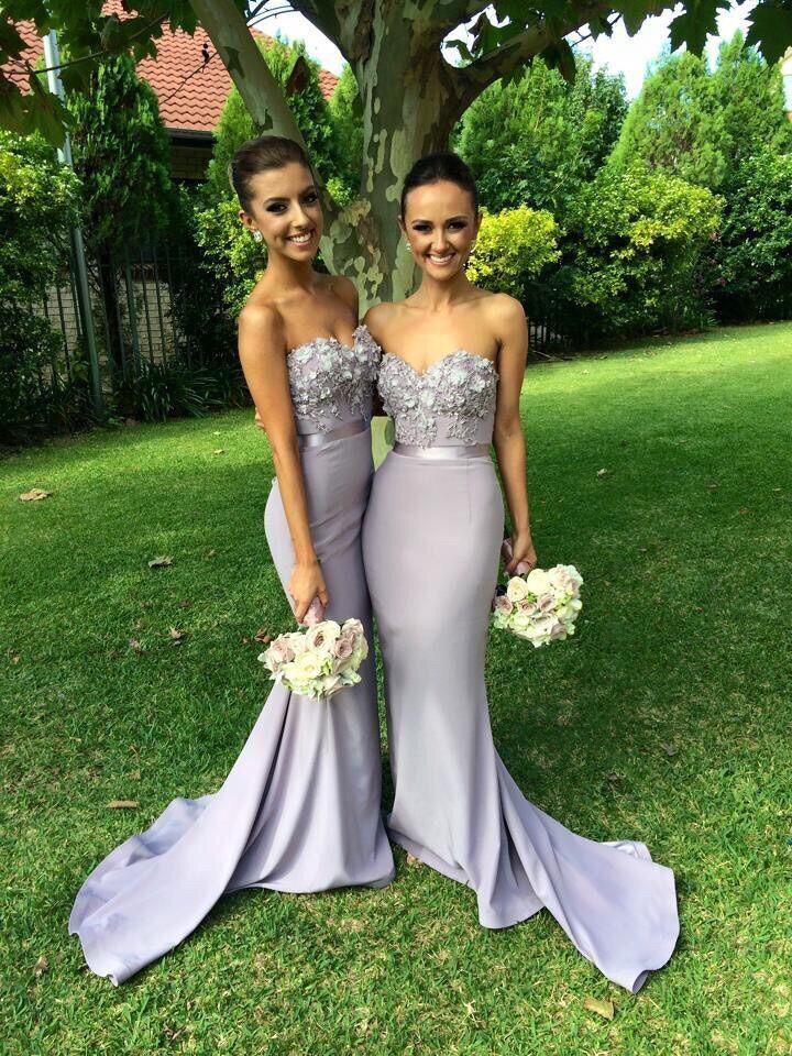 Lilac Long Bridesmaid Dresses 2019 Sexy Mermaid Backless Sweetheart Appliques Beaded Satin Floor Length Prom Party Gowns Plus Size