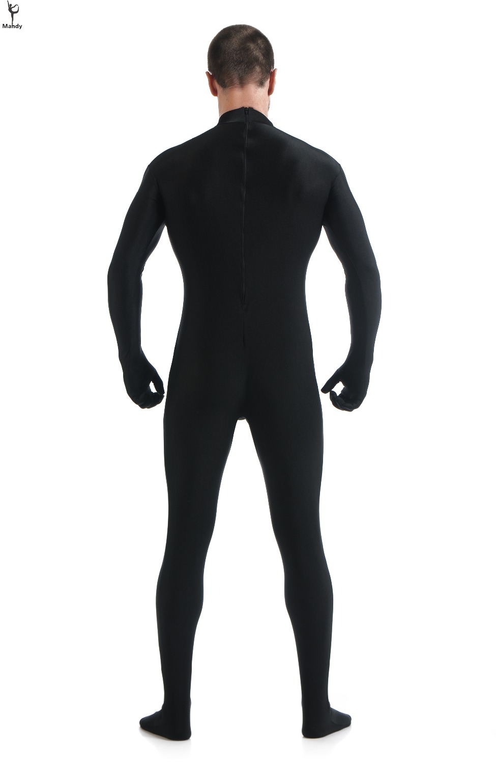 

Wholesale-Mandy Custom Second Skin Tight Suits Lycra Zentai Suit No Hood Black Mock Neck Spandex Unitard Mens Cosplay Full Body Bodysuits