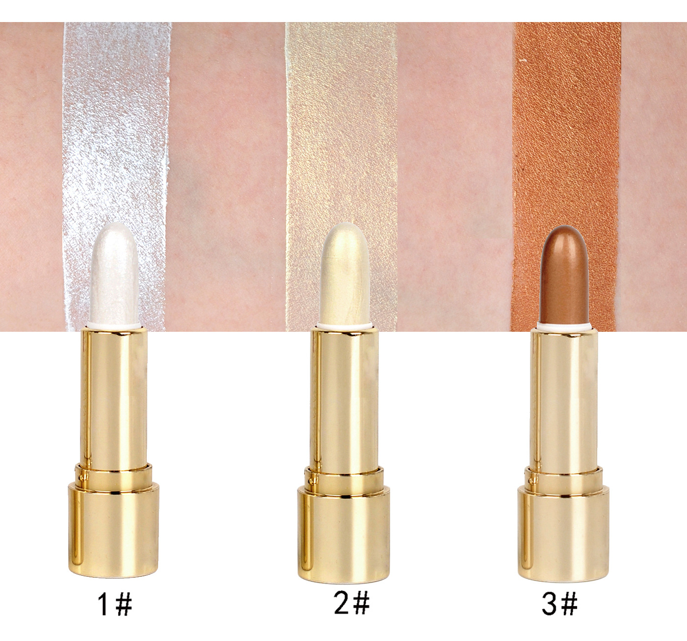 

Makeup Face Highlighters Shimmer Stick Waterproof Long Lasting 3D Brighten Contour Cream Stick Have 3 Different Colors