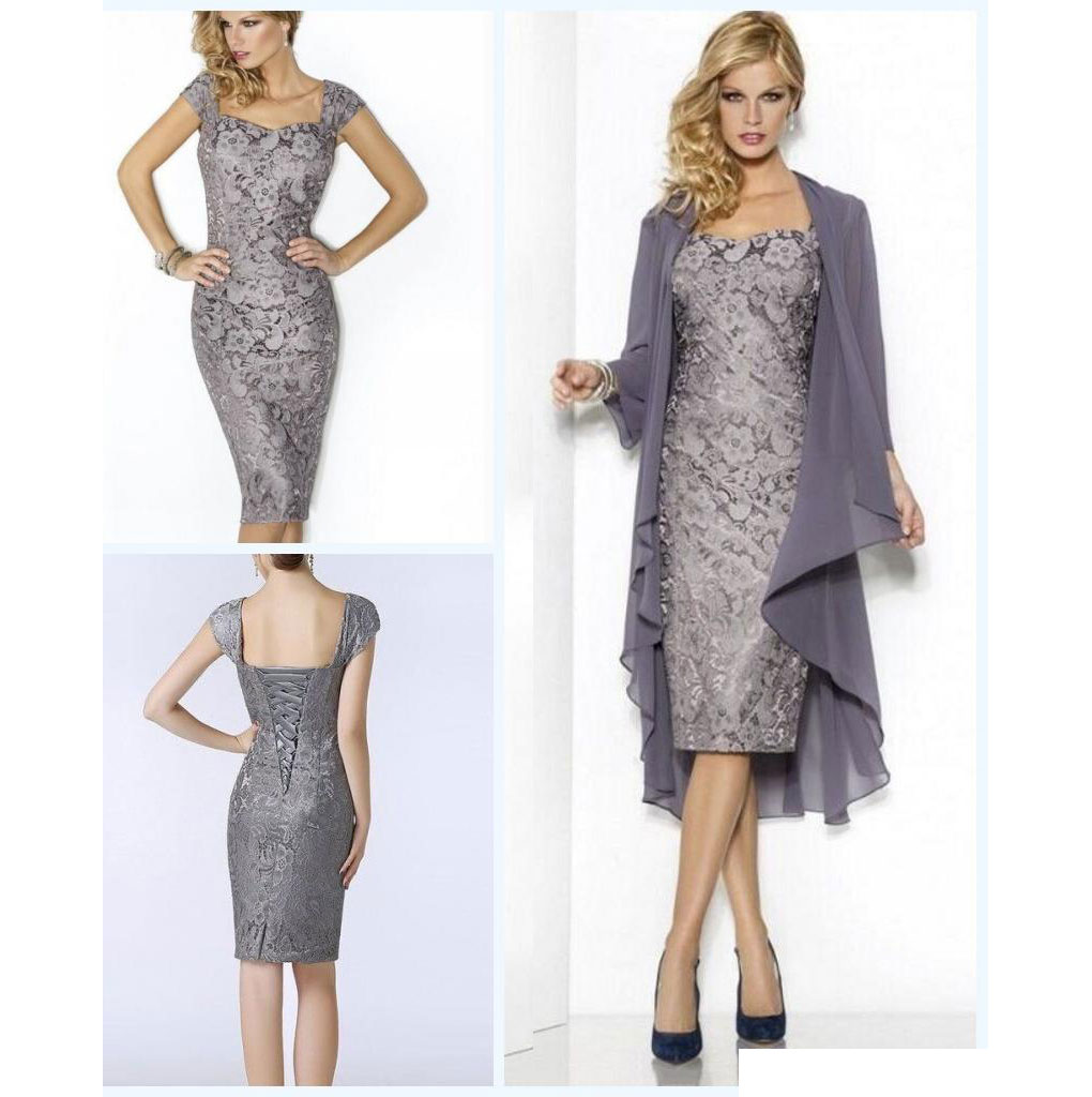 

Hot Selling Straps Sheath Knee Length Mother of the Bride Dresses In Stock for Wedding Party Gowns, Black