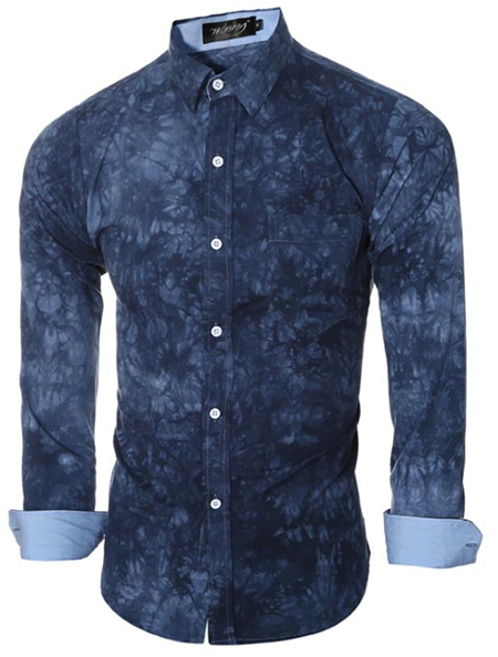 

Men Shirt 2016 Male Long Sleeve Shirts Casual Printing Tie-Dye Slim Fit Dress Shirts Mens Hawaiian Camisa Masculina Gray -2XL, Blue
