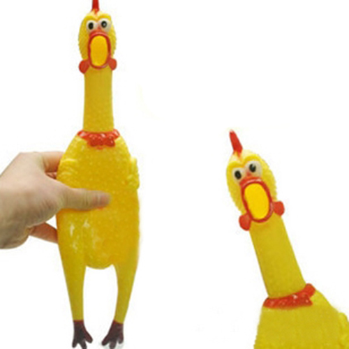 

Cute 17CM Yellow Screaming Rubber Chicken Pet Dog Toy Squeak Squeaker Chew Stuff 51C9