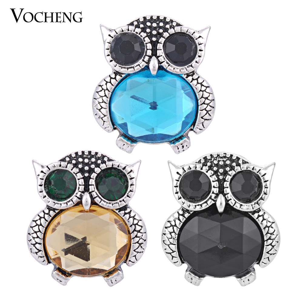 

VOCHENG Noosa Snap 3 Colors Lovely Owl Snap Button Interchangeable Popper Jewelry Accessory Ginger Snap Jewelry (Vn-560)