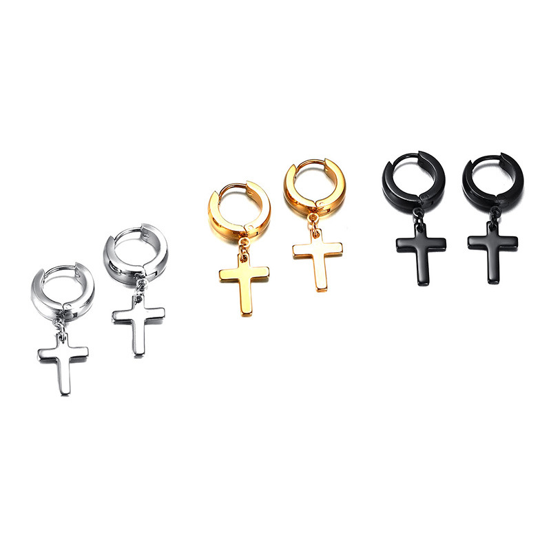 

BC New Fashion Women Costume Jewelry Drop Earrings Cross Shape Vintage Silver Black Gold-Color For Women Crosses Earring Pendientes