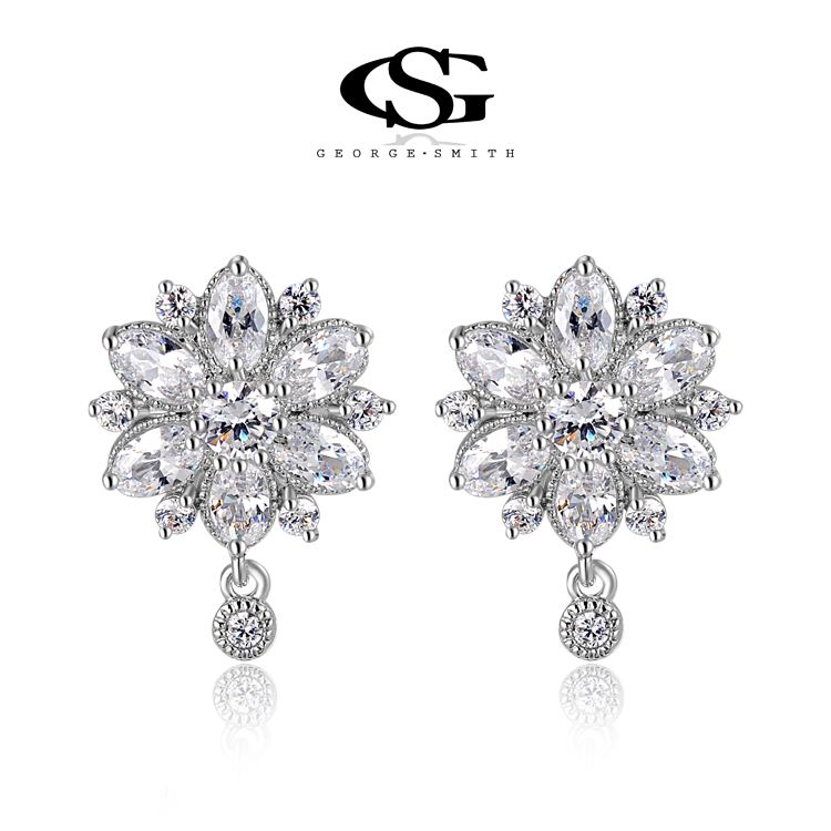 

015 G&S Gift Classic Genuine Austrian Shinning Spoon Crystals Fashion Earrings Flower drop Earrings zircon Hot Sale For Party