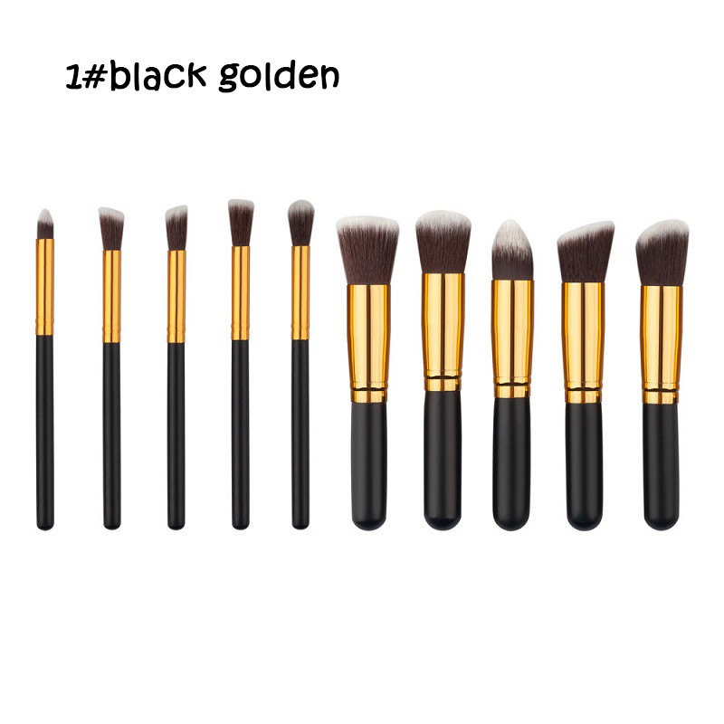 

10pcs/set Pro Makeup Brushes Set Foundation Blending Powder Eyeshadow Contour Concealer Blush eyebrow brush mini golden black design