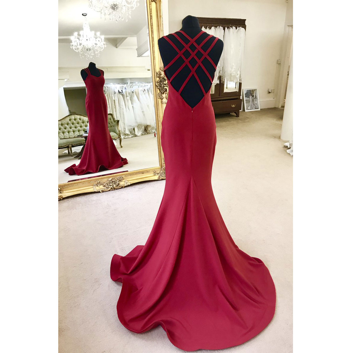 

Sexy Sheath Burgundy Criss Cross Mermaid Sheath Long Satin Prom Dresses Evening Dress for Women In Stock, Same as image