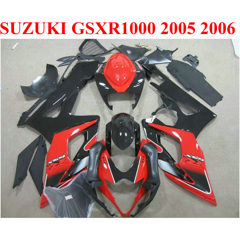 

Customize motorcycle parts for SUZUKI GSXR1000 2005 2006 fairing kit K5 K6 05 06 GSXR 1000 black red ABS fairings set EF58, Same as the picture shows
