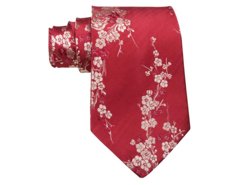 

Latest Cherry blossoms Jacquard Ties High End Natural Mulberry Silk GENUINE SILK Brocade Men standard Fashion Neckties Business Gifts