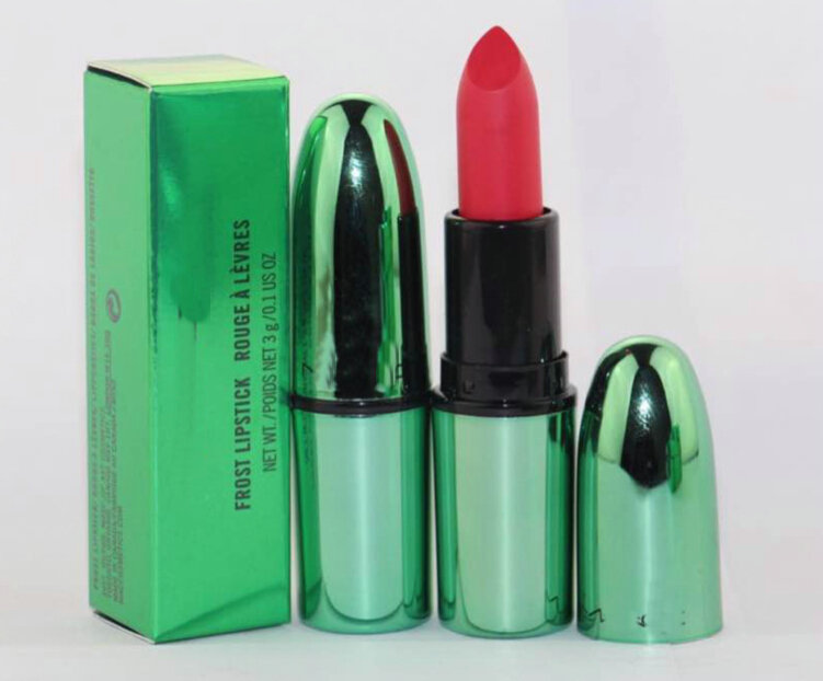 

free shipping Free Shipping !New Makeup Lips Green Box Frost Lipstick!!3g(100 Pieces/Lot), Mixed color