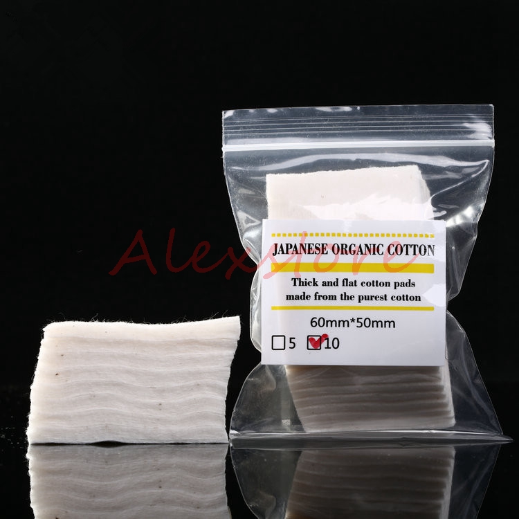 

Mini package 100% Japanese pure organic cotton Wicks cotton fabric japan pads from MUJI For DIY RDA RBA Atomizer 10pcs/lot DHL