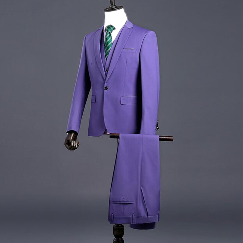 

Mens Suits & Blazers(Jacket+Pants+Vest)Men Three Piece Slim Fit One Button Formal Suits Purple Wedding Suit Business Mens Formal Wear, White