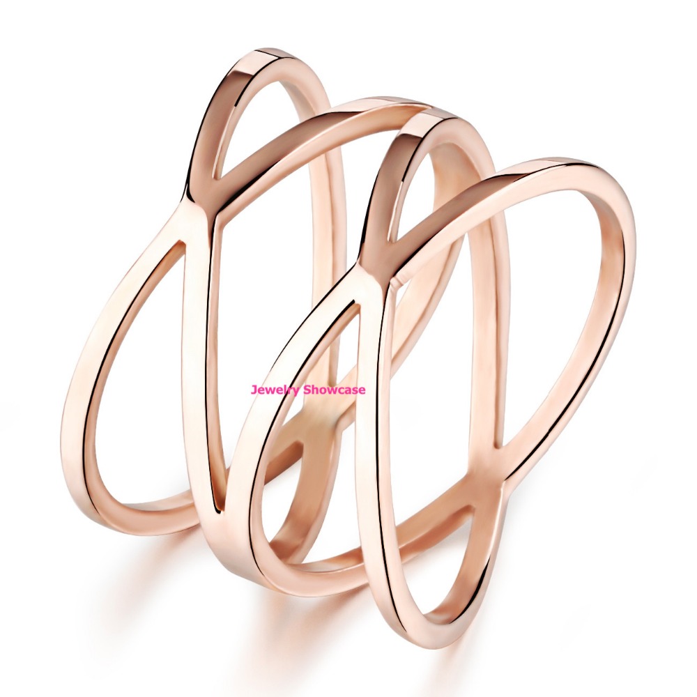 

Simple Rose Gold Plated "X" Criss Cross Thin Band Ring 1PC