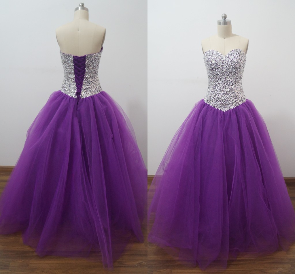 

Sparking Beaded Crystal Purple Quinceanera Ball Gowns Real Image Sweetheart Cheap Sweet Sixteen 2016 Debutante Pageant Dresses, Light sky blue