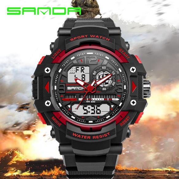 

Brand sanda Watch Multi-purpose jelly double luminous luminous electronic watch sports outdoor boys and girls watch, Red