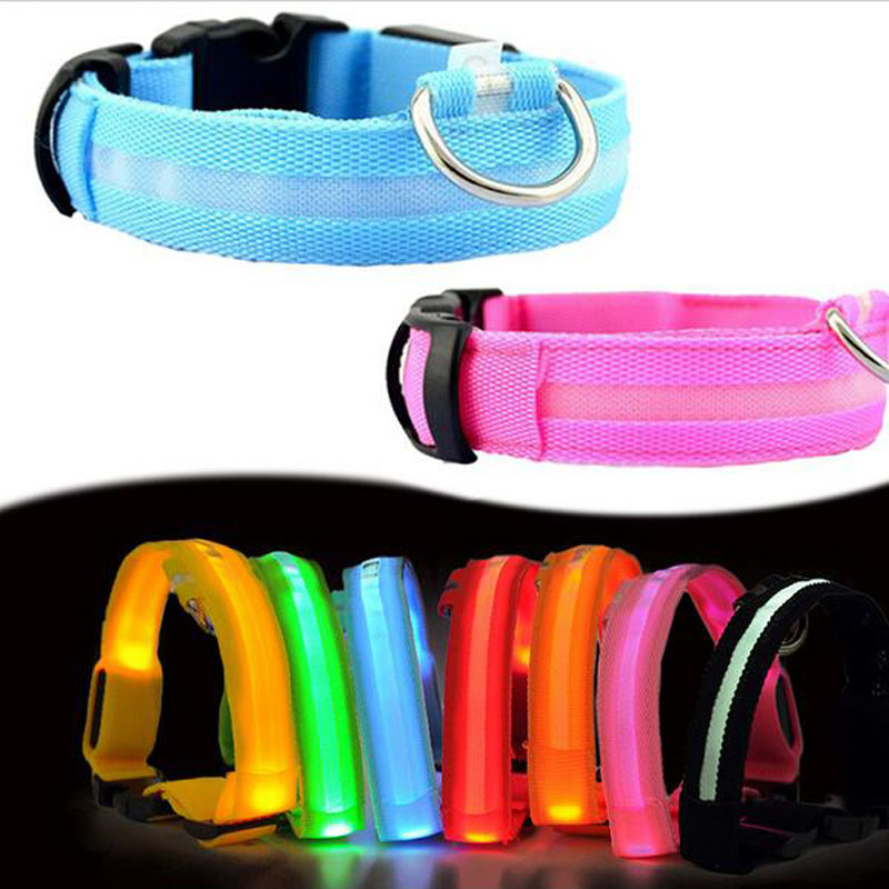 

Nylon LED Pet Dog Collar,Night Safety Flashing Glow In The Dark Dog Leash,Dogs Luminous Fluorescent Collars Pet Supplies