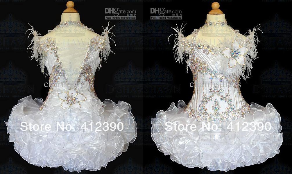 

Free shipping New White Organza Above knee/Mini Ball gown Crystals Halter feather Cupcake Girl's Pageant Dresses Infant Toddler Dress, Blue