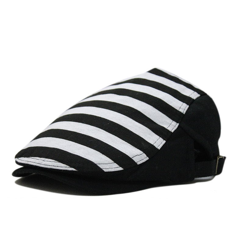 

Wholesale-2015 Fashion Hats for Women Flat Beret Cap Tropical Large Striped Peaked Caps Men gorras planas boina