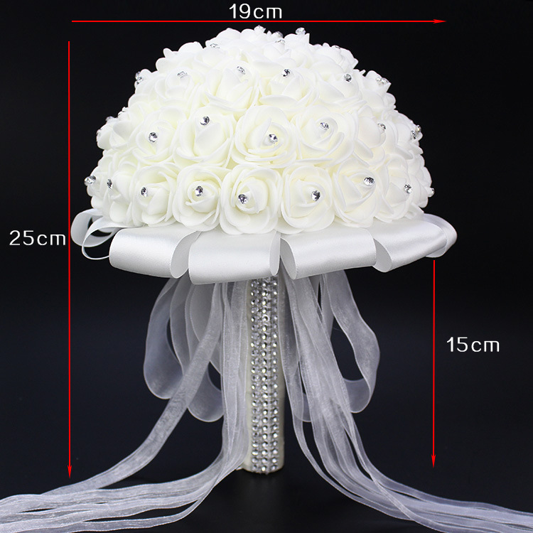 

Luxury Crystal White Wedding Bouquets 2016 New Arrivals Ivory Rose Bow buque de noiva de perola Wedding Flowers Bridal Bouquets