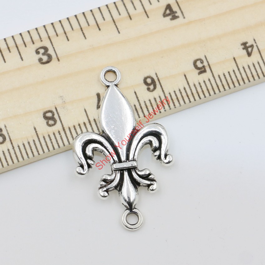 15pcs Vintage Antique Silver Plated Iris Fleur De Lis Charms Pendants for Jewelry Making DIY Handmade 31x19mm Jewelry making DIY-image-375640771